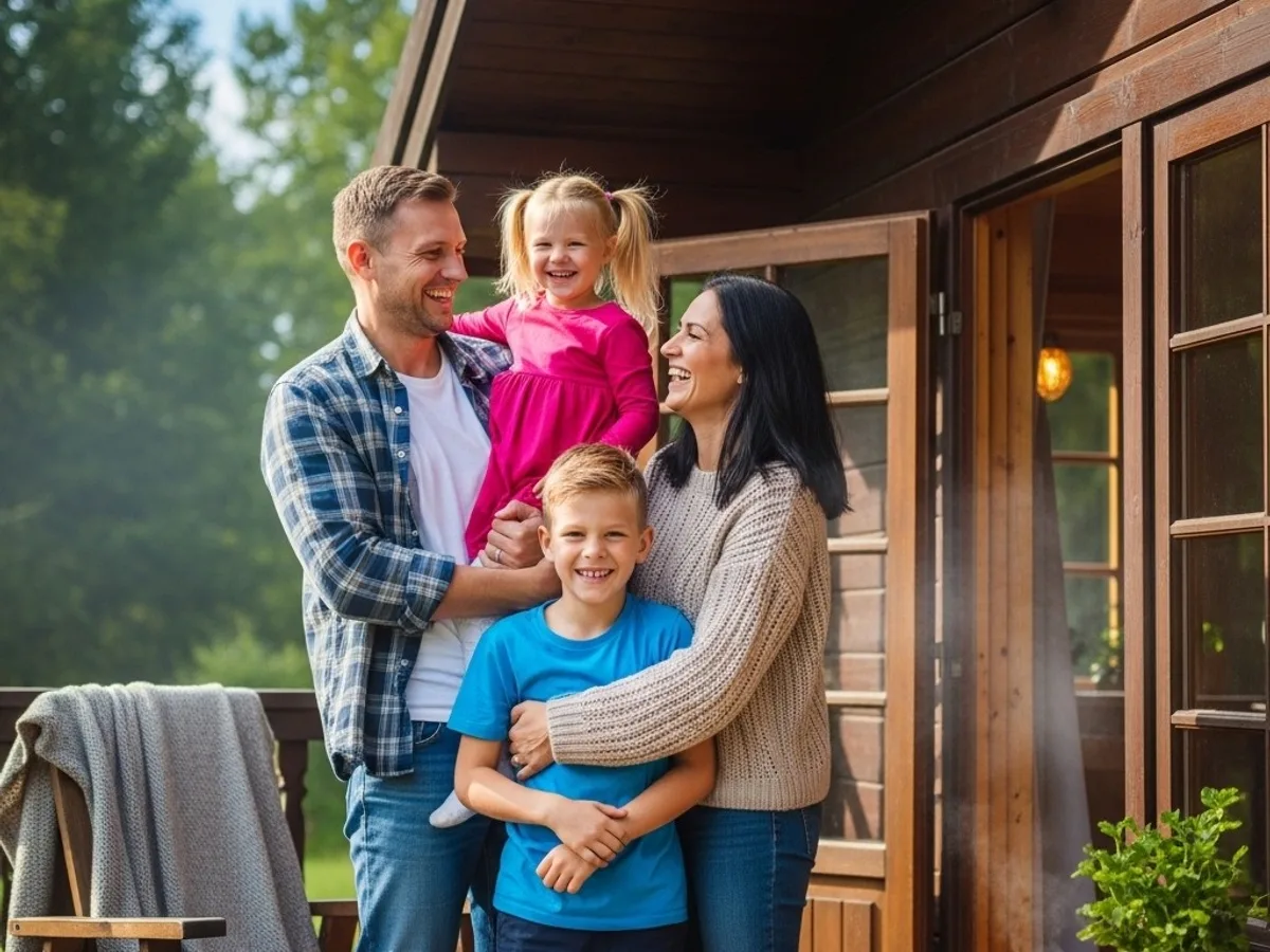 Rodina na terase u chaty – pobyt podle vlastních představ